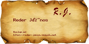 Reder János névjegykártya
